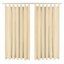 vidaXL Micro-satijnen gordijnen met lussen 140x245 cm beige