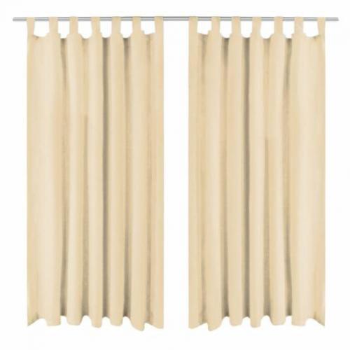 vidaXL Micro-satijnen gordijnen met lussen 140x245 cm beige