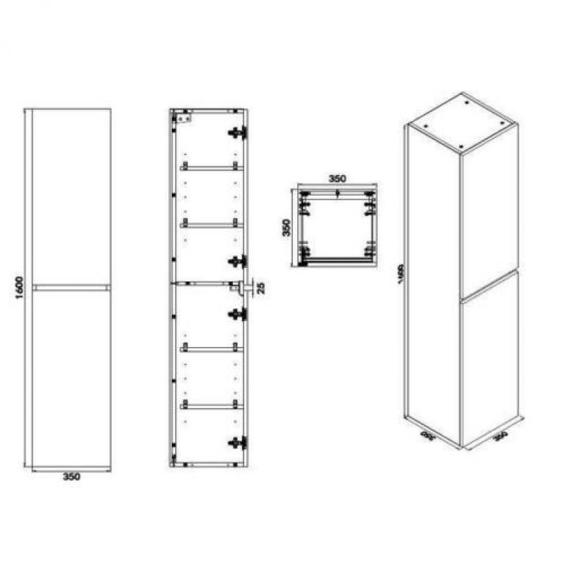 Praya Vision kolomkast 2 deuren 160x35x35cm wit