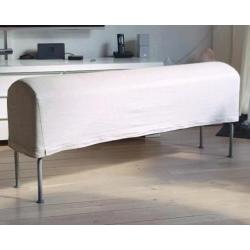 Ikea lange smalle hocker poef creme wit met hoes