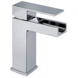 Wastafelkraan met open waterval vierkant chroom