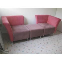Stoffen Tweezitsbank met Hocker