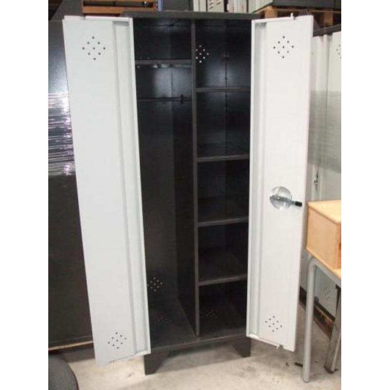 Stalen Locker/garderobe / kledingkast grijs/zwart
