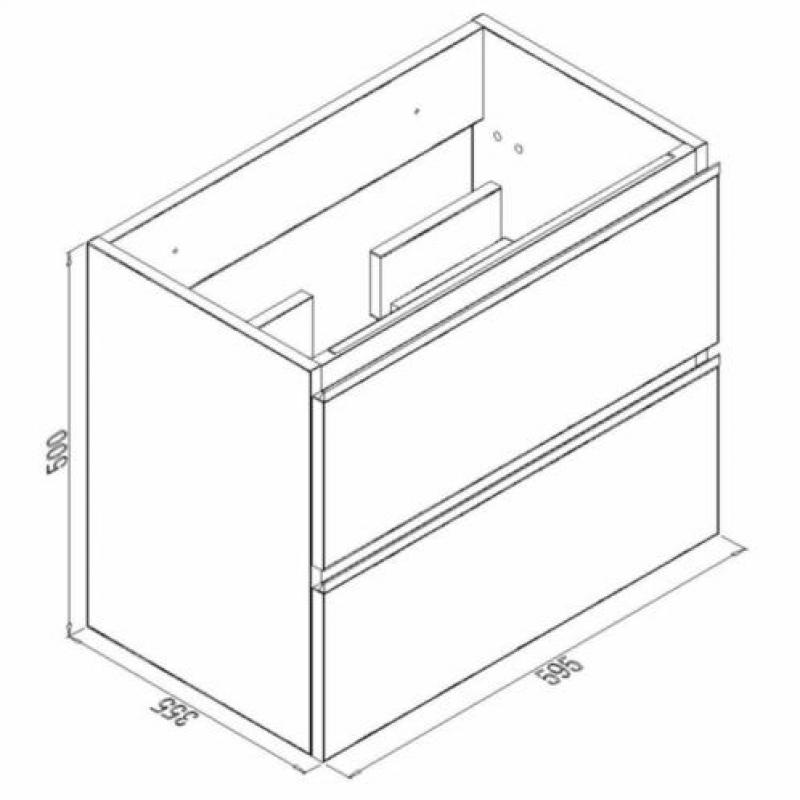 Badmeubel Set Extra Compact 60X36 Cm Hoogglans Grijs