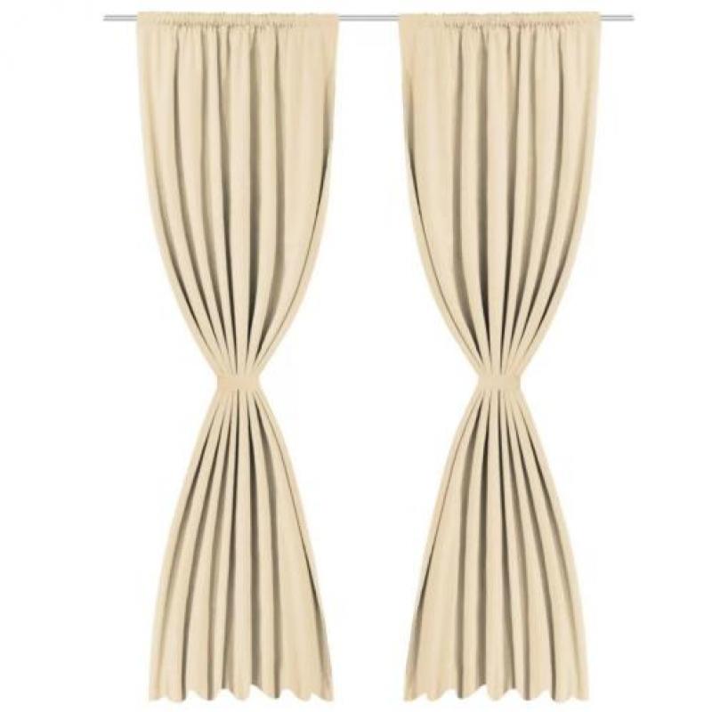 vidaXL Gordijnen verduisterend dubbellaags 140x175 cm beige