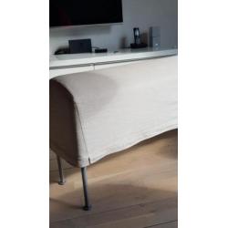 Ikea lange smalle hocker poef creme wit met hoes