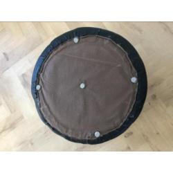 Zwart lederen patchwork poef