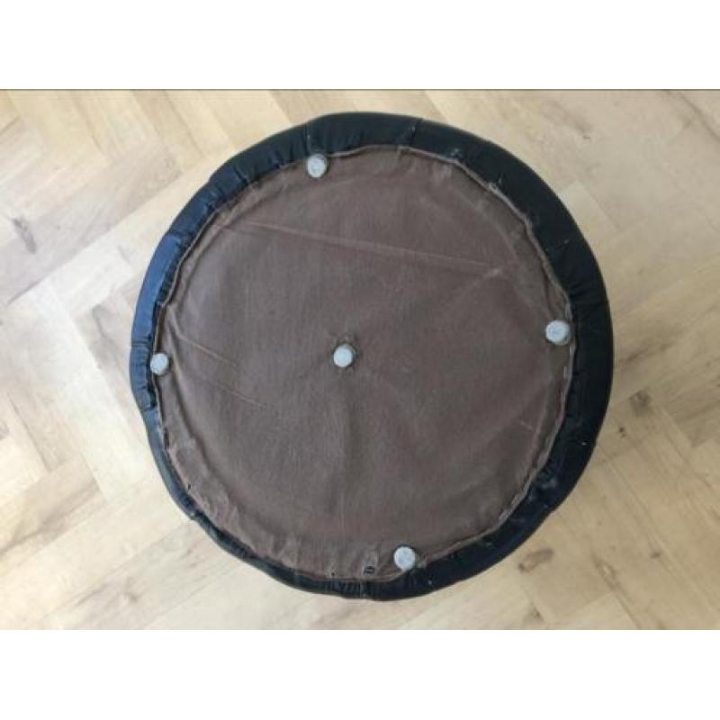 Zwart lederen patchwork poef