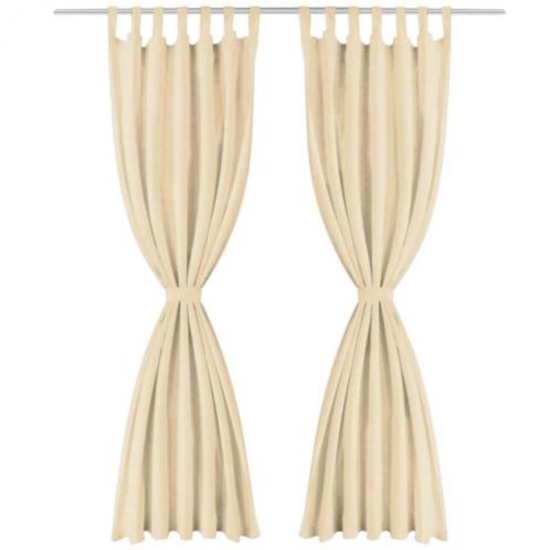 vidaXL Micro-satijnen gordijnen met lussen 140x245 cm beige