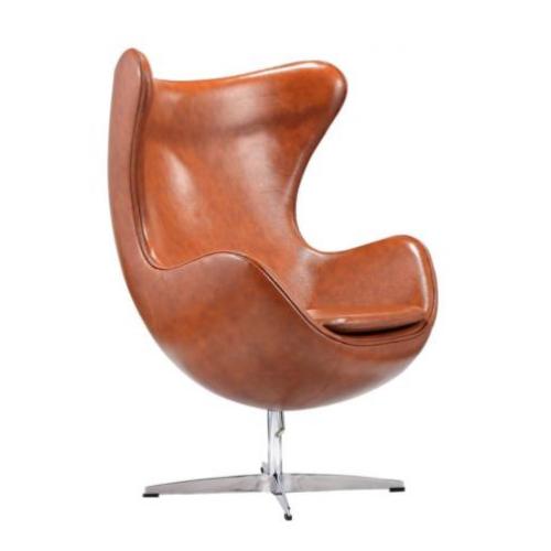 Egg Chair Vintage Cognac Leer (100% Echt Leer) ->Gratis B.Z.