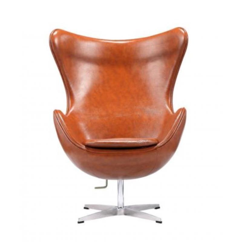 Egg Chair Vintage Cognac Leer (100% Echt Leer) ->Gratis B.Z.