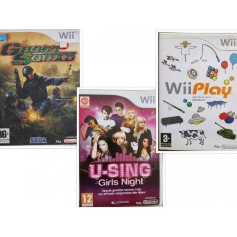 3 Wii Spellen Ghost Squad, U-Sing Girls, Wii Play