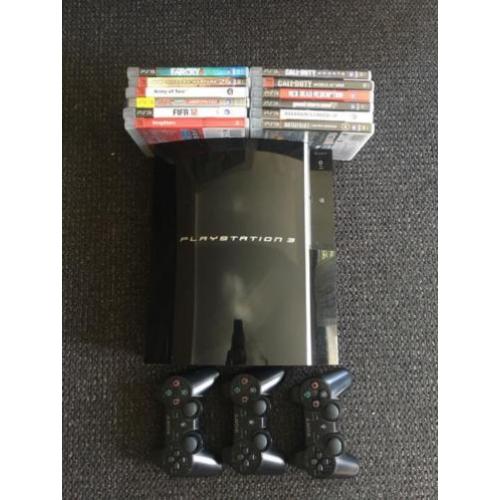 Playstation 3 40gb inclusief 9 spellen en 3 controllers