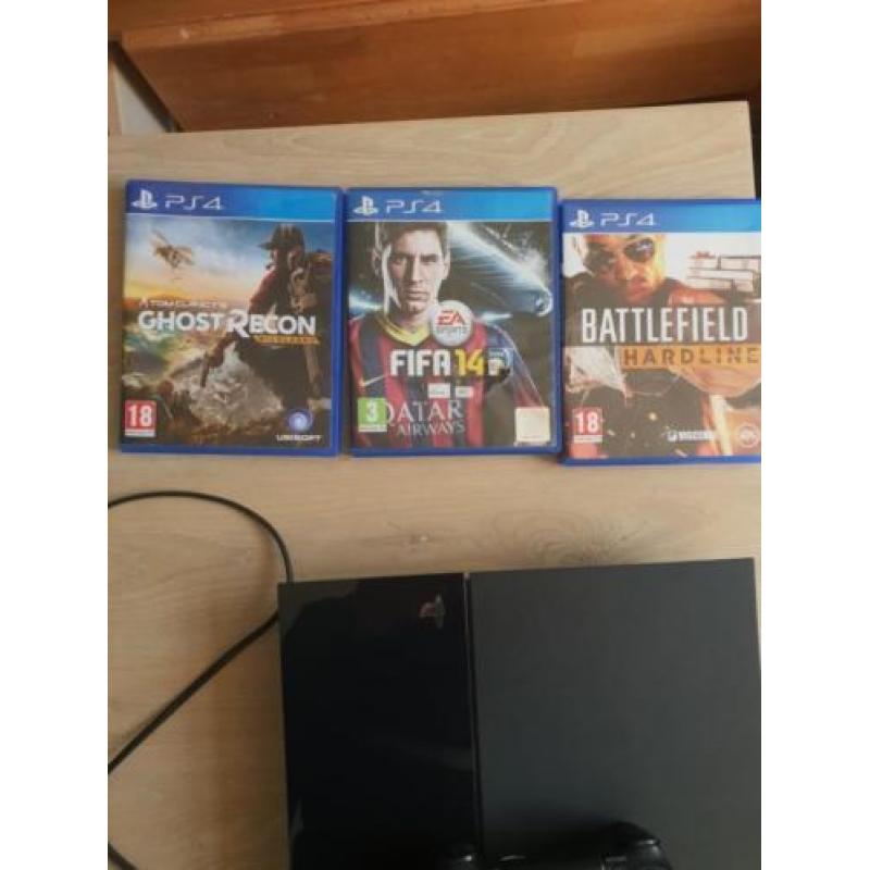 Playstation 4 500gb cuh-1116a met 1 controller en 3 games