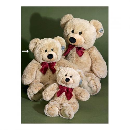 Beige beer met rode strik 55 cm
