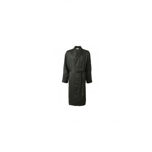 Zijden Kamerjas Majestic Sterling Polkadot, Kleur Zwart, Maat small / medium