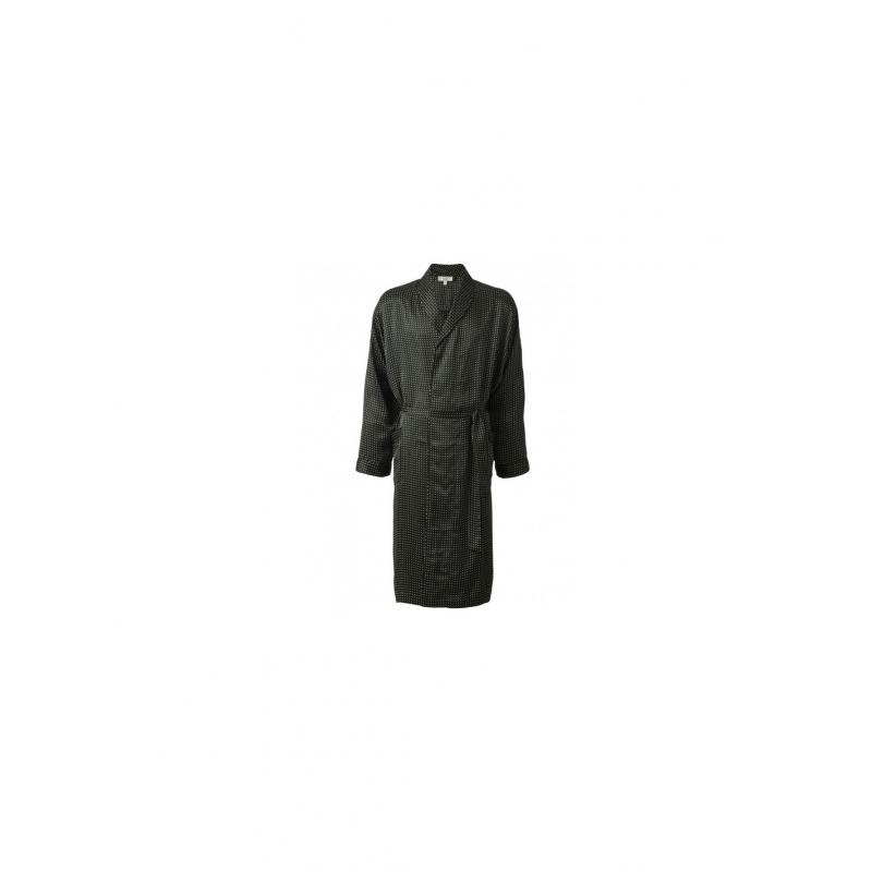 Zijden Kamerjas Majestic Sterling Polkadot, Kleur Zwart, Maat small / medium